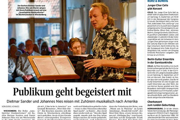 Voice Piano Project - Bericht aus der Celleschen Zeitung - 13.09.2018