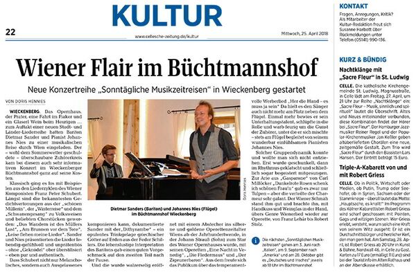 Voice Piano Project - Bericht aus der Celleschen Zeitung - 25.04.2018