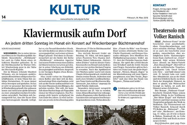 Bericht Weltklassik - Bericht aus der Celleschen Zeitung - 14.03.2018