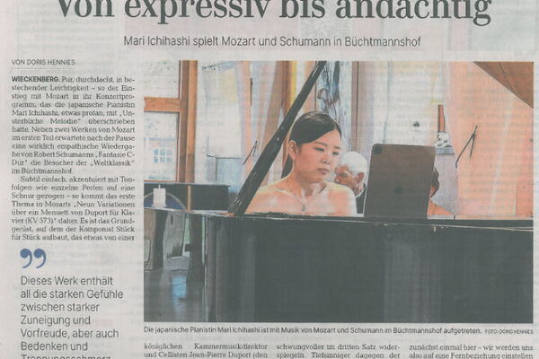 Weltklassik-Konzert mit Mari Ichihashi - Bericht aus der Celleschen Zeitung - 21.07.2026