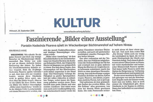 Weltklassik mit Nadeshda Pisareva - Bericht aus der Celleschen Zeitung - 25.09.2019